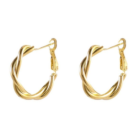 3/$30 Gold Color Twisted Hoop Earrings - Picture 3 of 5